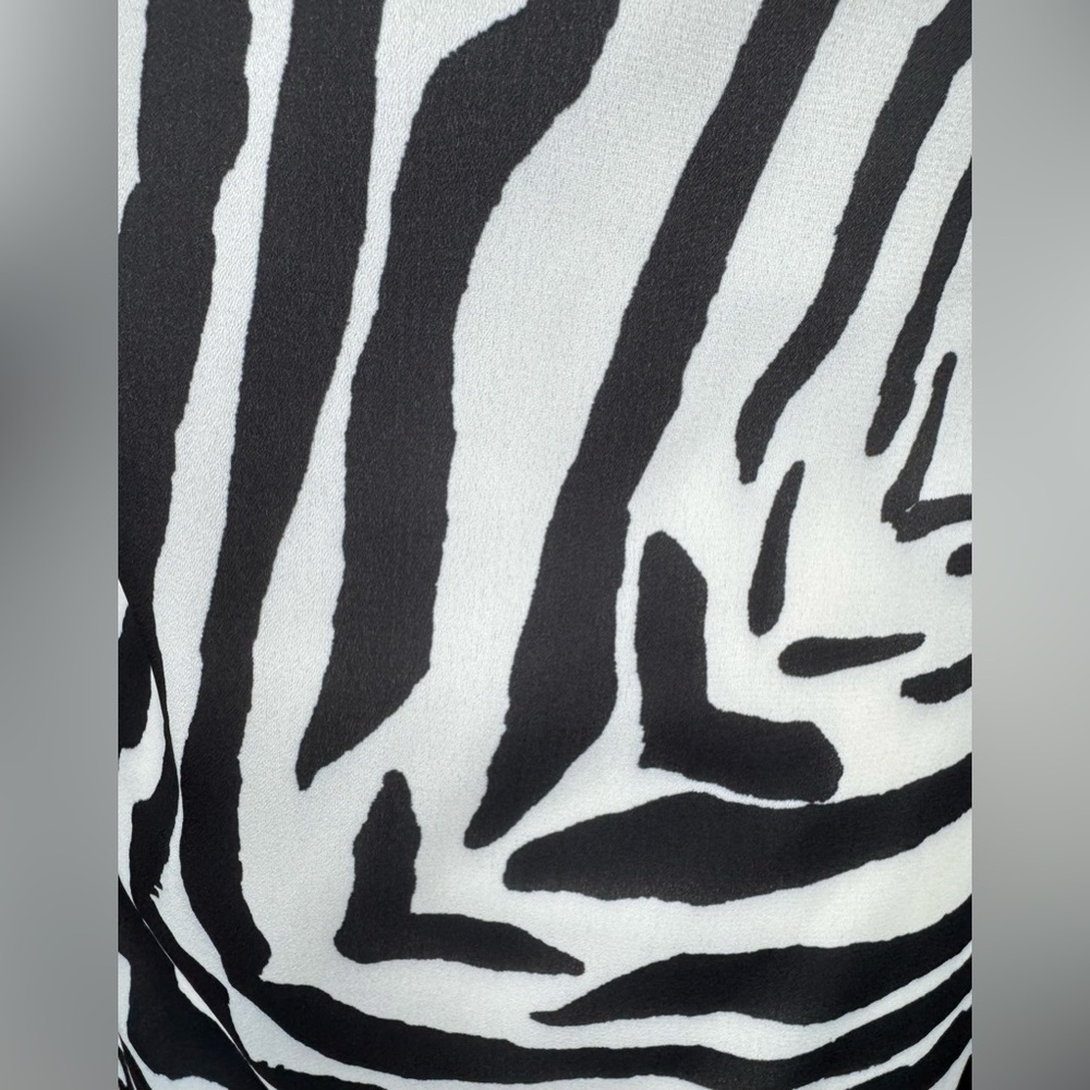 Zebra Print Spaghetti Strap Side Split Plunging Open Back Loose Fit Maxi Dress - Picture 13 of 14